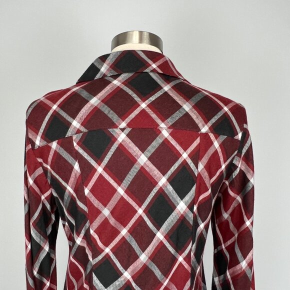 Soft Surroundings Womens Joelle Plaid Tunic Cabernet Plaid Button Front size S - Picture 10 of 14